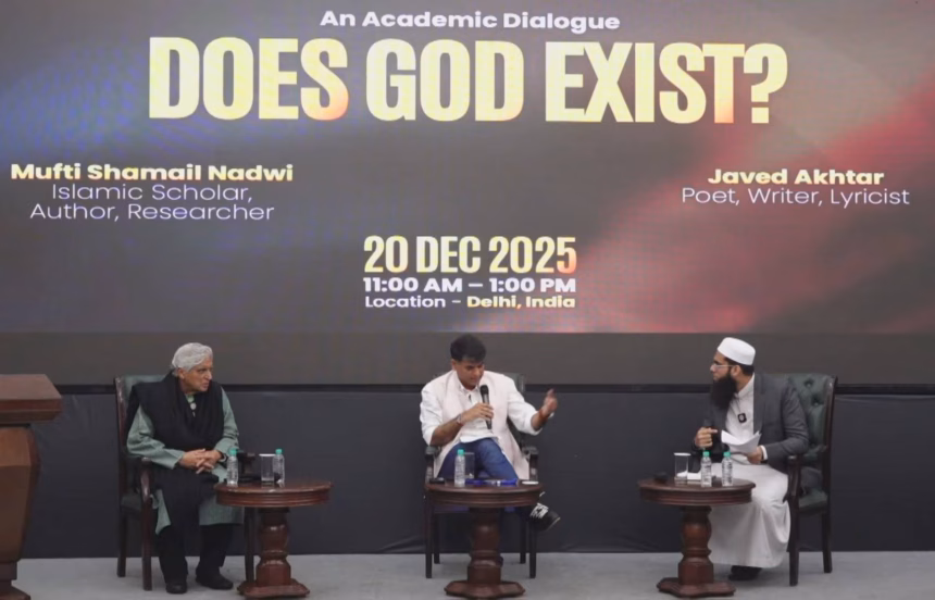 ‘Contingency argument’ vs ‘human suffering’: Javed Akhtar, Shamail Nadvi spar over God’s existence at New Delhi debate