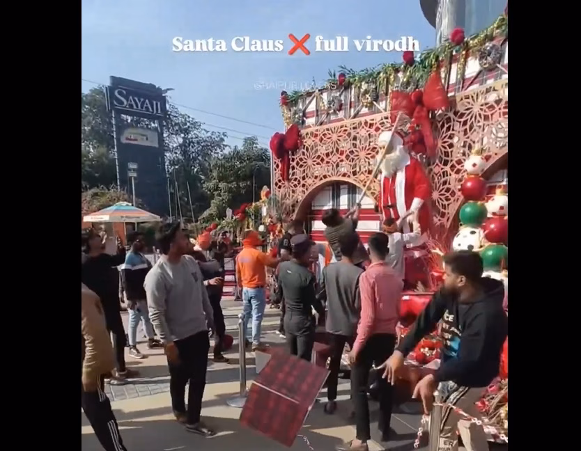 Hindutva activists vandalise Christmas decorations in Raipur mall